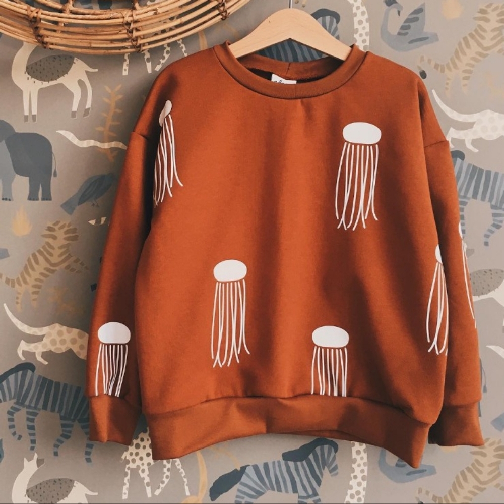 Adam + de Kleine Wolf | Organic Cotton Jellyfish Sweatshirt - Rust